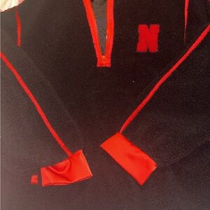 Black and Red Quarter-Zip husker sweater
